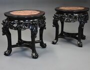 Pair Of Late 19thc Chinese Hardwood Pot Stands
