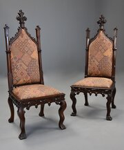Rare Gothic Revival Channel Islands Hall Chairs
