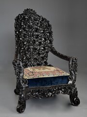 Rare And Decorative Carved 19thc Indian Armchair