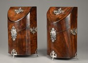 Rare Pair Of 19thc Bowfront Mahogany Cutlery Boxes