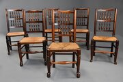 Set of six 19thc ash  elm spindle back chairs