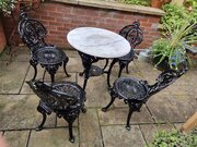 Heavy Cast-iron Set Of Garden Table, Four Chairs