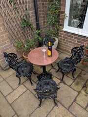 Heavy Cast-iron Set Of Garden Table, Four Chairs