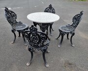 Heavy Cast-iron Set Of Garden Table And 4 Chairs