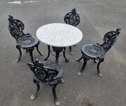 Heavy Cast-iron Set Of Garden Table And 4 Chairs
