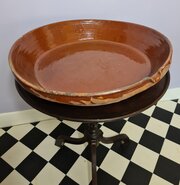 Large 19th C French Slipware Terracotta Dish