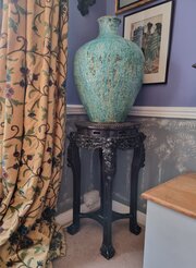 Large Carved Padouk Chinese Hardwood Stand. C1890