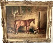 Chestnut Bay Hunter Oil Painting Henry Barraud C1860