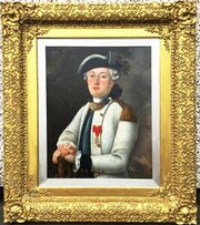 French Naval Officer Oil Portrait Painting 18th Art
