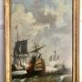 French Trumeau Oil Painting And Gilt Mirror Seascape