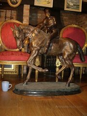 Huge Bronze Horse Jockey Bonheur Pierre Jules Mene