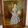 Huge Georgian Oil Portrait Young Girl In Blue Dress