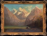 Lake Salzkammergut Austrian Alps Oil Painting 1860