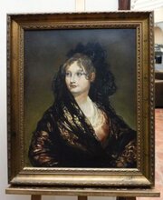 Spanish Lady Oil Portrait Isabel De Porcel Aft.Goya 