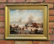Winter Landscape Oil Painting Dutch Manner HWG Winter