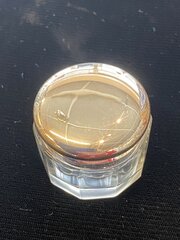 A silver topped  glass  pill pot