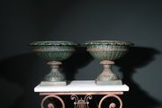 Pair Of Cast Iron Garden Urns