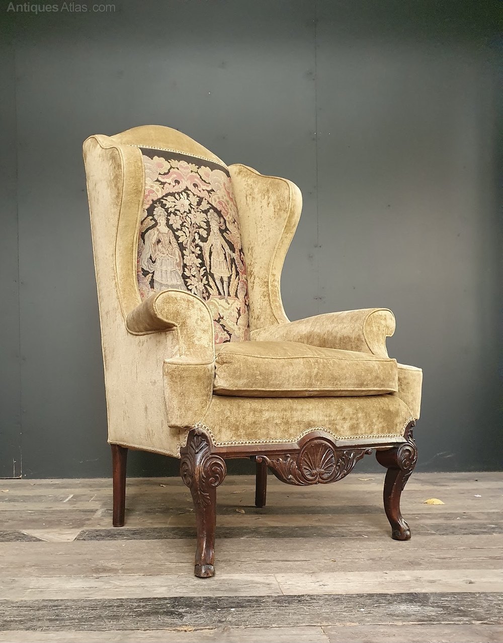 Velvet And Tapestry Wing Chair Antiques Atlas