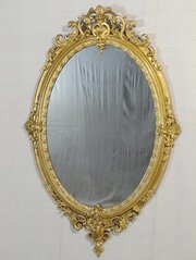 Large Antique Gilt Oval Wall Mirror C1870