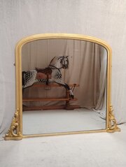 Large Antique Gilt Overmantle Wall Mirror C1860