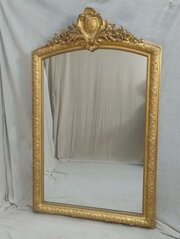 Large French 181cm Tall Antique Gilt Mirror C1870