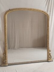 Large Antique Gilt Overmantle Mirror, Mercury Plate.