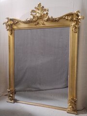 Very Large 79" Tall Antique Giltwood Overmantle Wall 
