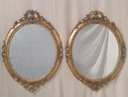 Pair Of Antique Gilt Oval Wall Mirrors C1880