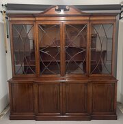 19th Century Inlaid Mahogany Breakfront Bookcase