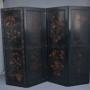 19thc Chinoiserie And Black Lacquered Four Panel Screen