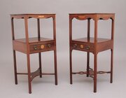 Near Pair 19th C Inlaid Mahogany Bedside Tables