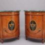Pair early 20thC satinwood demi lune cabinets