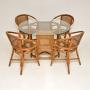 1970s Bamboo & Rattan Dining Table & 4 Chairs