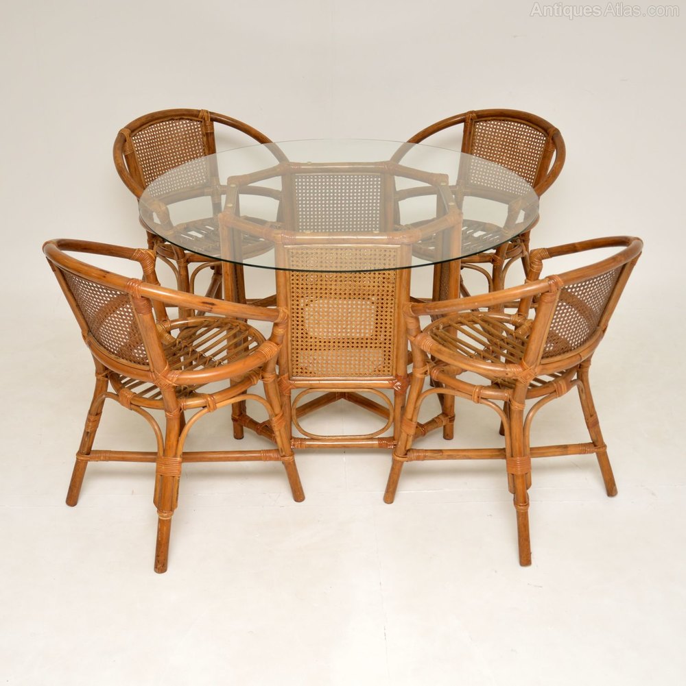 Antiques Atlas 1970's Bamboo & Rattan Dining Table & 4 Chairs