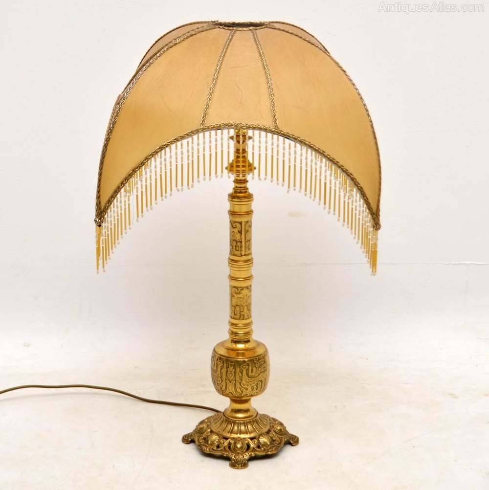 Antiques Atlas Antique Brass Lamp With Decorative Shade Antique Brass Lamp With Decorative Shade Lighting Table Lamps