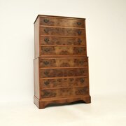 Antique Burr Walnut Chest On Chest Of Drawers