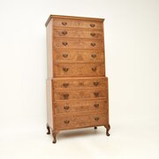 Antique Burr Walnut Chest On Chest Of Drawers