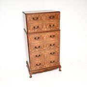 Antique Burr Walnut Chest On Chest Of Drawers