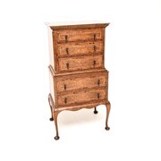 Antique Burr Walnut Chest On Chest Of Drawers