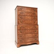 Antique Burr Walnut Chest On Chest Of Drawers