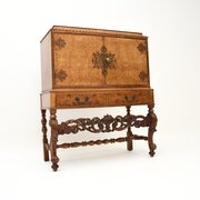 Antique Burr Walnut Cocktail Drinks Cabinet