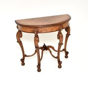 Antique Burr Walnut Console Side Table