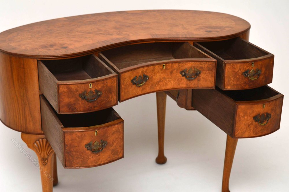 Antique Burr Walnut Kidney Shaped Desk Dresser Antiques Atlas Antique Burr Walnut Kidney Shaped Desk Dresser Desks Bean