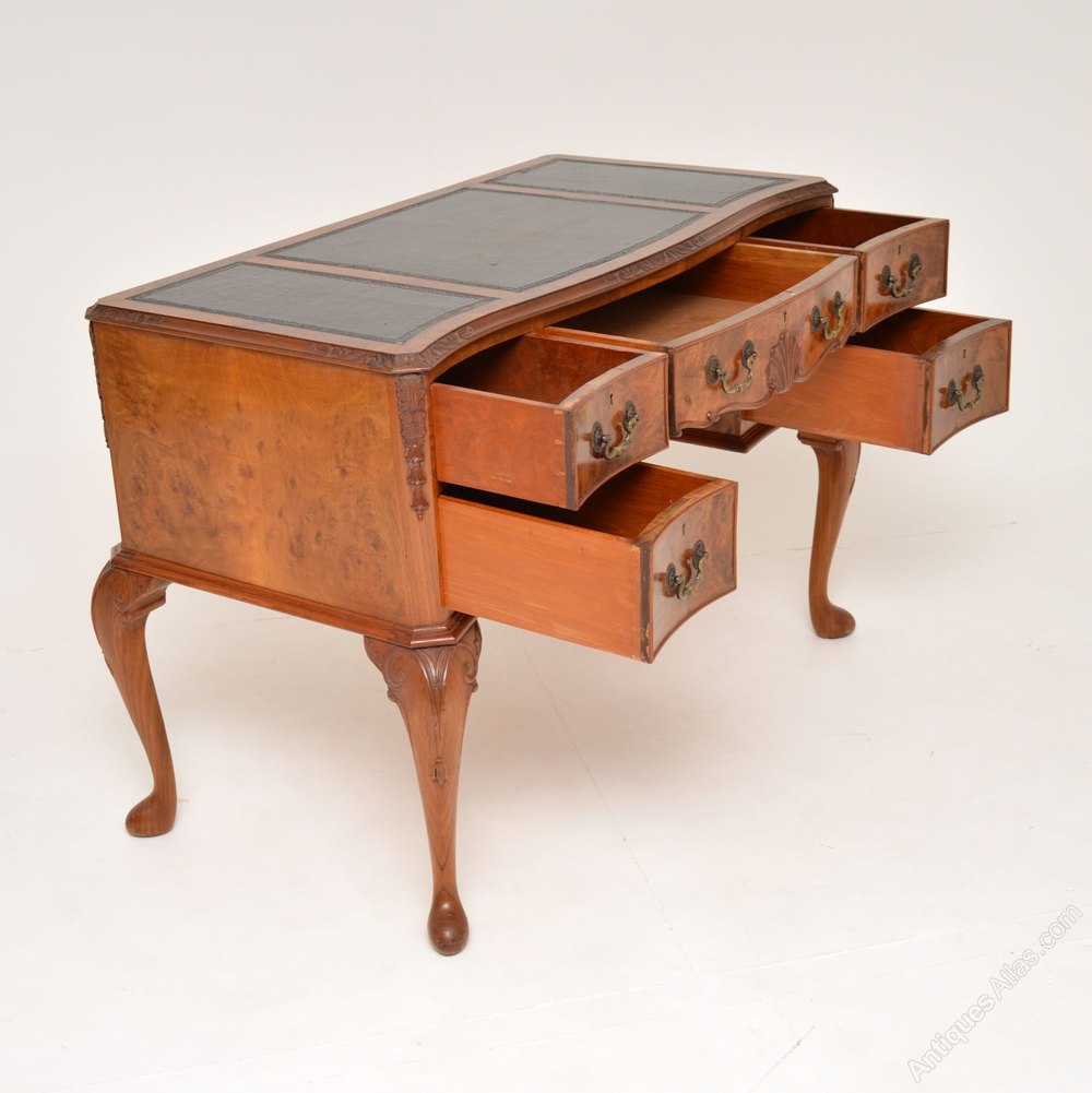 Antique Burr Walnut Leather Top Writing Desk Antiques Atlas