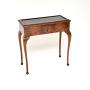 Antique Burr Walnut Leather Top Console Table