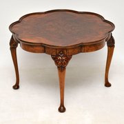 Antique Burr Walnut Pie Crust Coffee Table 