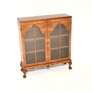 Antique Burr Walnut Queen Anne Style Bookcase