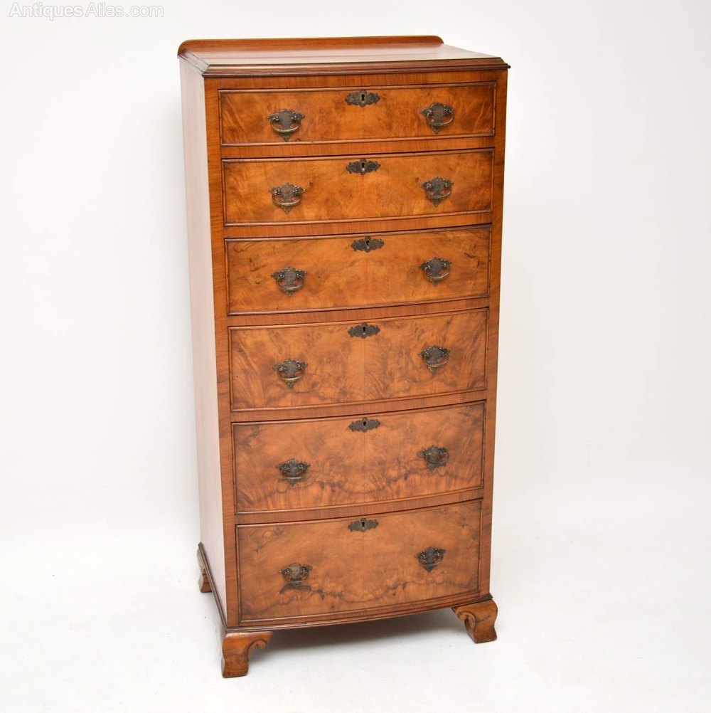 Antique Burr Walnut Tall Boy Chest Of Drawers Antiques Atlas