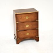 Antique Campaign Style Mahogany Bedside Chest
