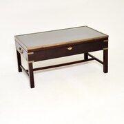 Antique Campaign Style Mahogany Coffee Table
